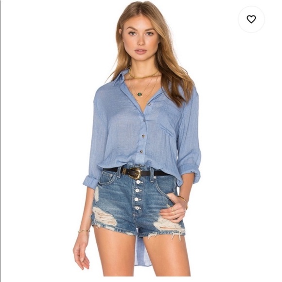 Free People | That’s A Wrap Chambray Button Down Top - Picture 3 of 9